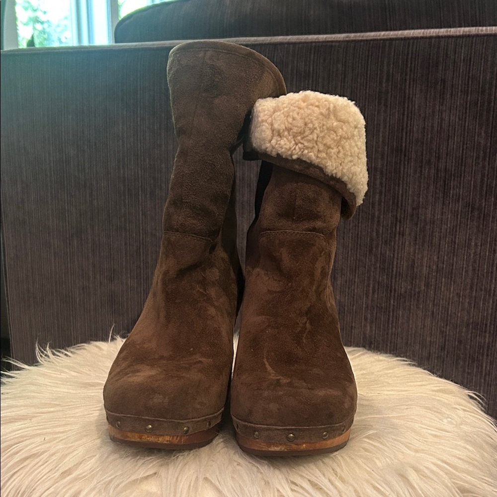 UGG Brown Suede Boots with Cream Shearling